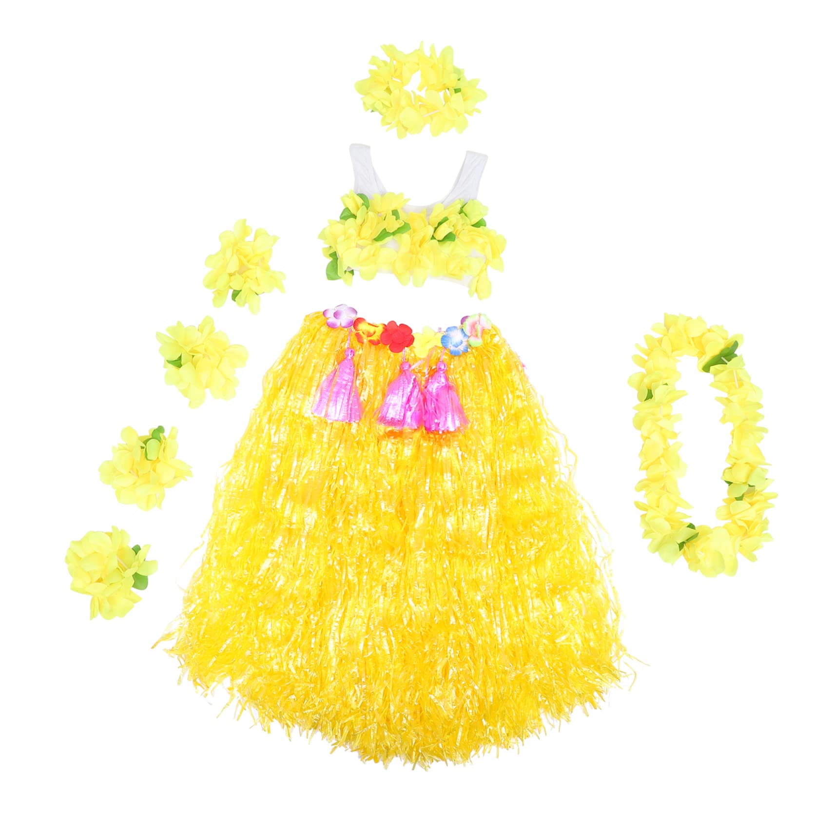 LIFKOME 6pcs Costumes Whistle Party Favors for Hawaii Outfits Tropical Party Necklace Hawaiian Party Hawaii Garland Hawaiian Outfits for Women Hawaiian Skirt Costume Yellow