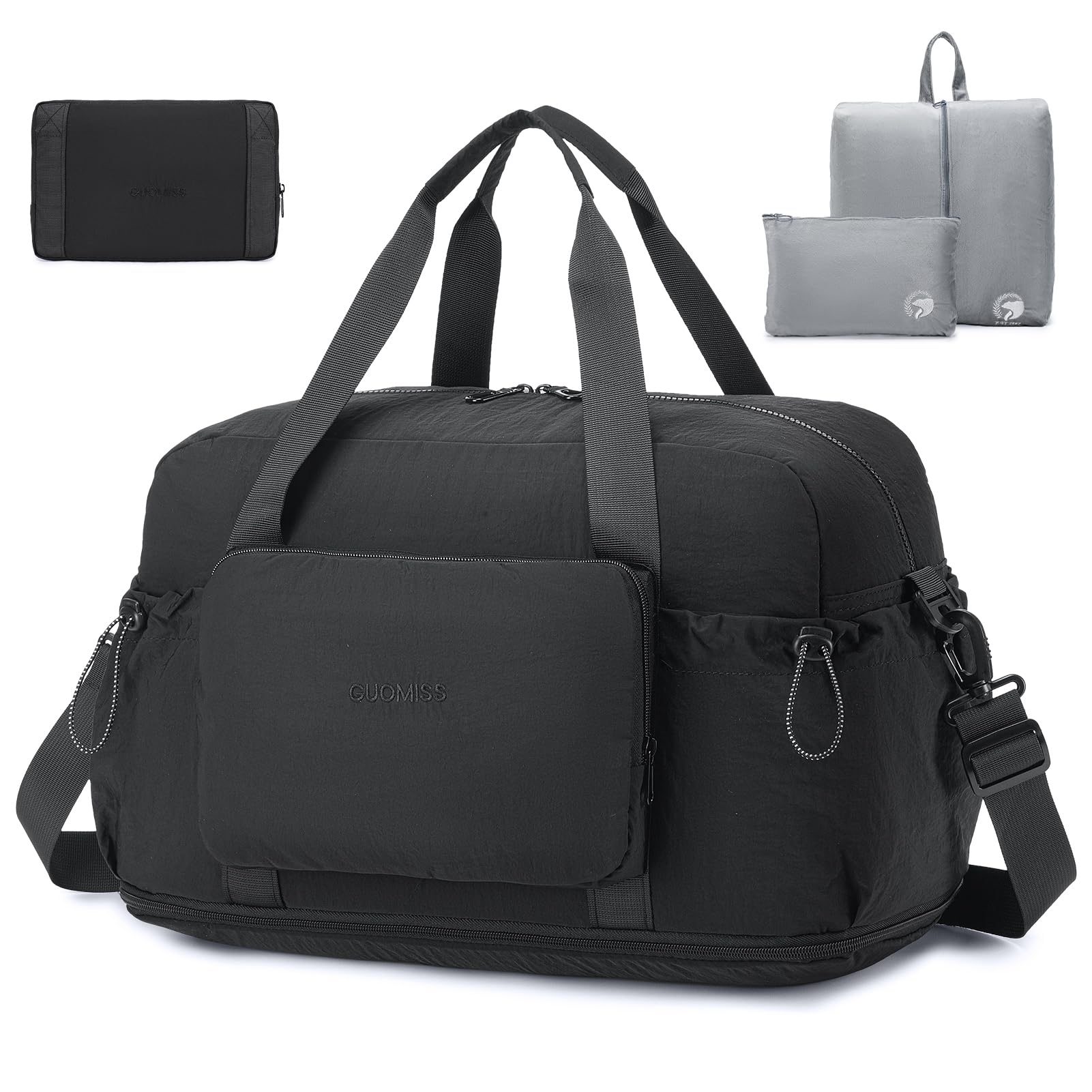 SPAHER Expandible Bolsa Viaje Cabina Avion 55x40x23 Lufthansa Wizzair Equipaje de Mano Plegable Bolsa Deporte Gimnasio Maternidad Hospital Gym Travel Cabin Bag Grande Impermeable Mujer Hombre, Negro