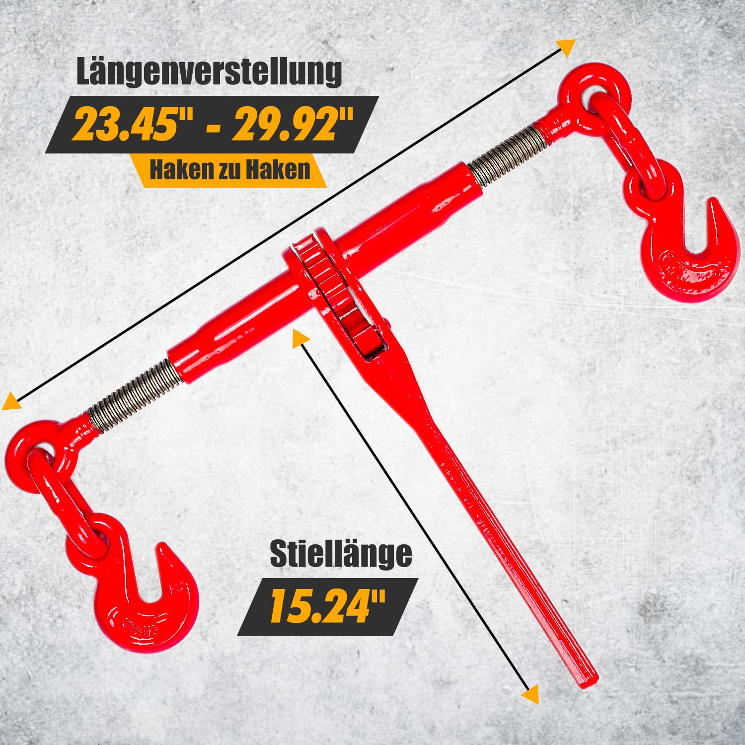 2 Stück 3/8"-1/2"(9.5-12.7mm) Kettenspanner,4170 KG Ratschenspanner für Zurrkette der Güteklasse 70–80，Ladungssicherung