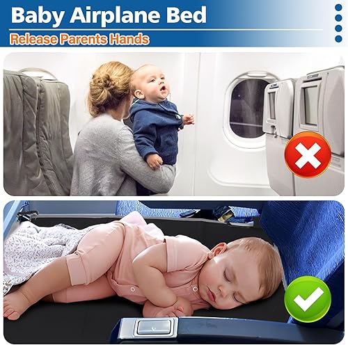 Miniatura 2 de Extensor de asiento de avión para niños pequeños, cama de avión, hamaca para bebé, reposapiés para volar siesta para vuelo, reposapiés de avión para