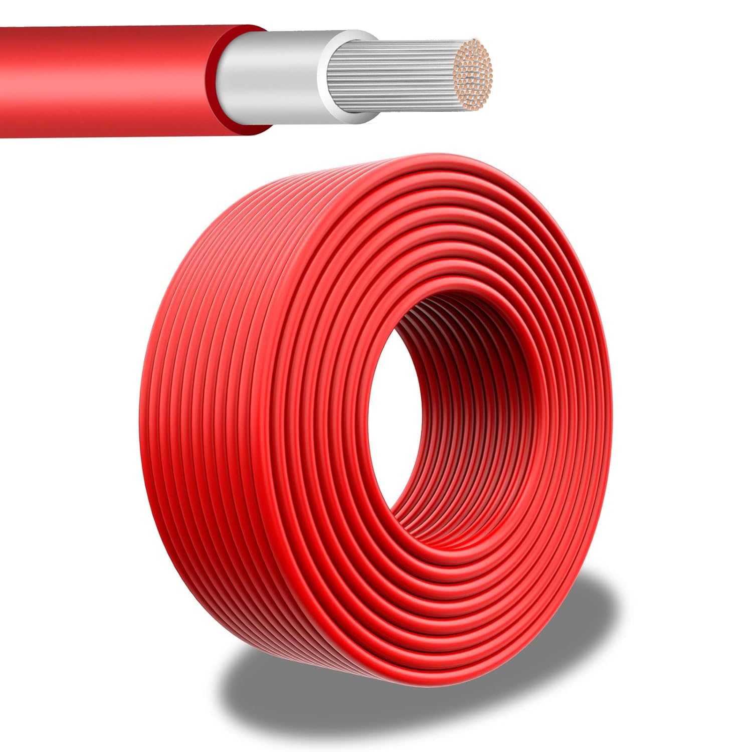 Cable solar de 6 mm² rojo - 30 m - resistente a los rayos UV, flexible, fotovoltaico, cable fotovoltaico, cable de conexión solar para panel solar, inversor y regulador de carga (rojo, 30