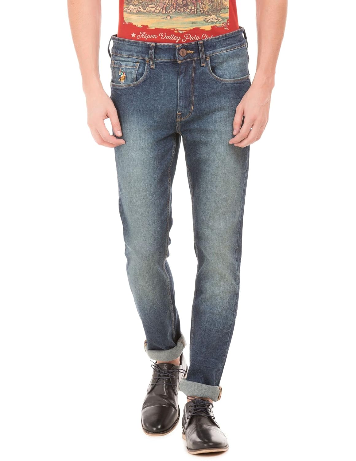 US Polo Men's Skinny Fit Jeans (8907378376725_USJN0970_40W x 34L_Blue ...