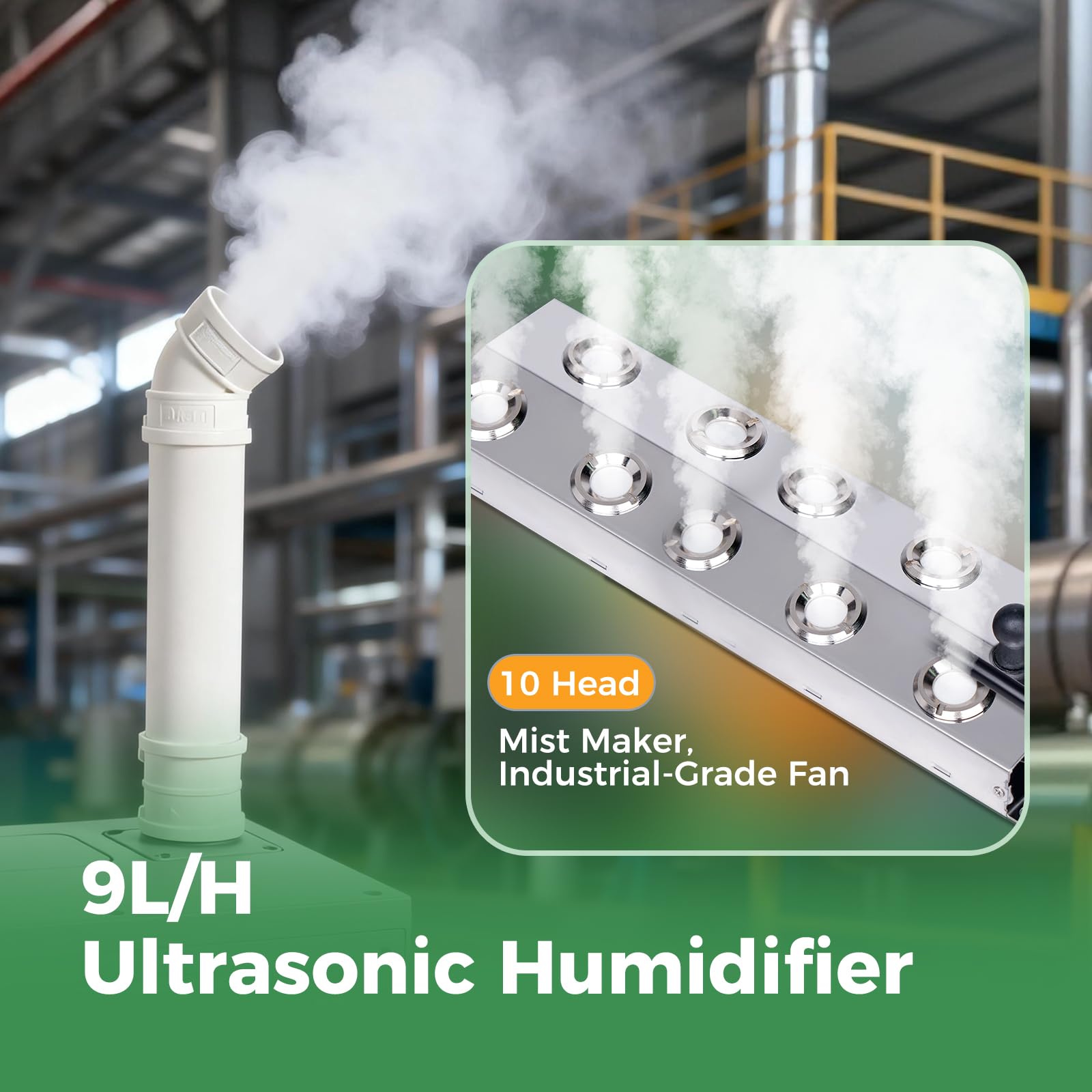 Generatore di nebbia a ultrasuoni, umidificatore industriale, volume di nebulizzazione regolabile, macchina a ultrasuoni con filtro, tubo in PVC per funghi, serra