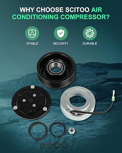 Miniatura 245 de SCITOO Compresor de CA para Acura TSX 2.4L 2004 2005 2006 2007 2008, CO 10849T Compresor de aire acondicionado con embrague 38810RBBA01 10360661