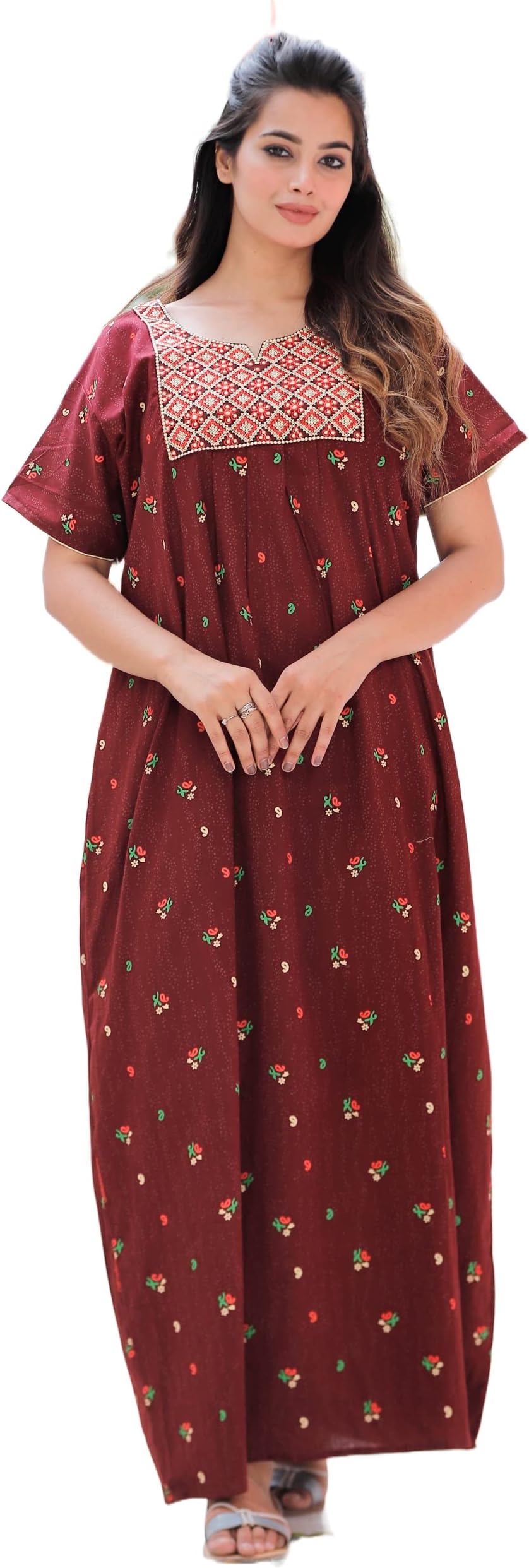 G4Girl Pure Cotton Embroidery Nighty for Women's | Night Gown | Nighty | Nightdress | Maxi | Sleepwear | Jaipuri Nighty | Nighties | Gown