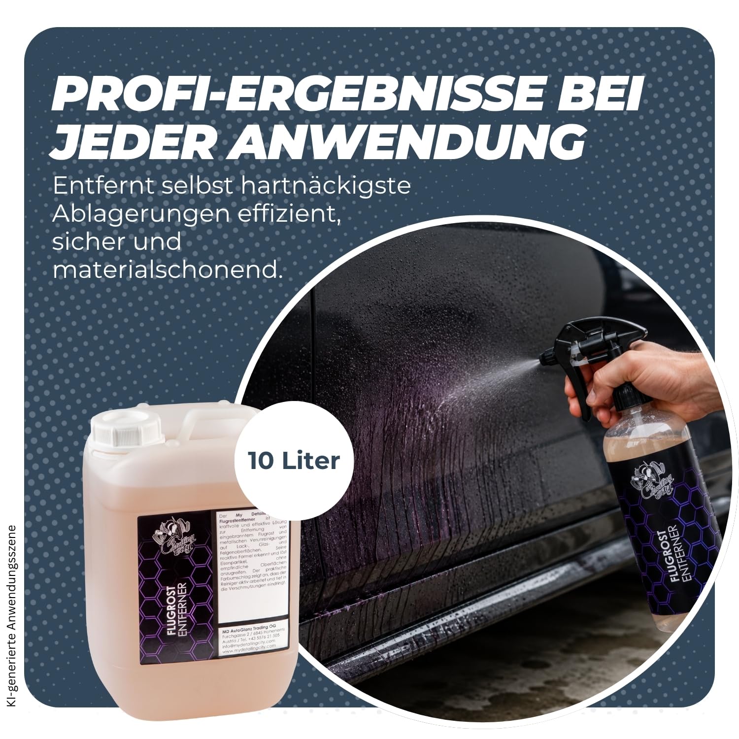 Flugrostentferner 10L - Entfernung von Flugrost & Metallpartikeln - pH-neutral & materialschonend - Für Lack, Glas & Felgen