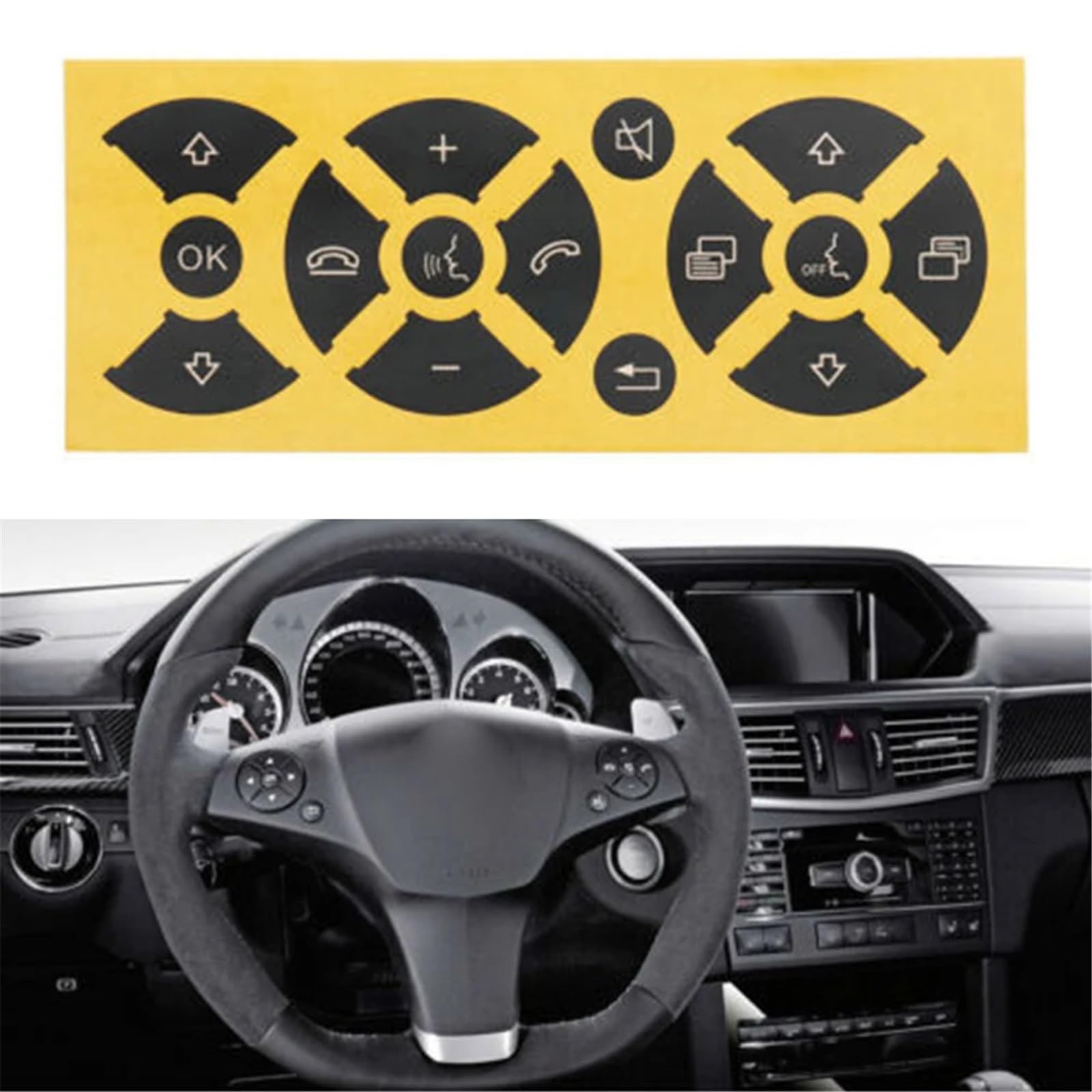 Compatible avec Benz CEG 2007 2008 2009 2010 2011 2012 2013 2014 Autocollants réparation boutons volant garnitures intérieures Autocollants Intérieur