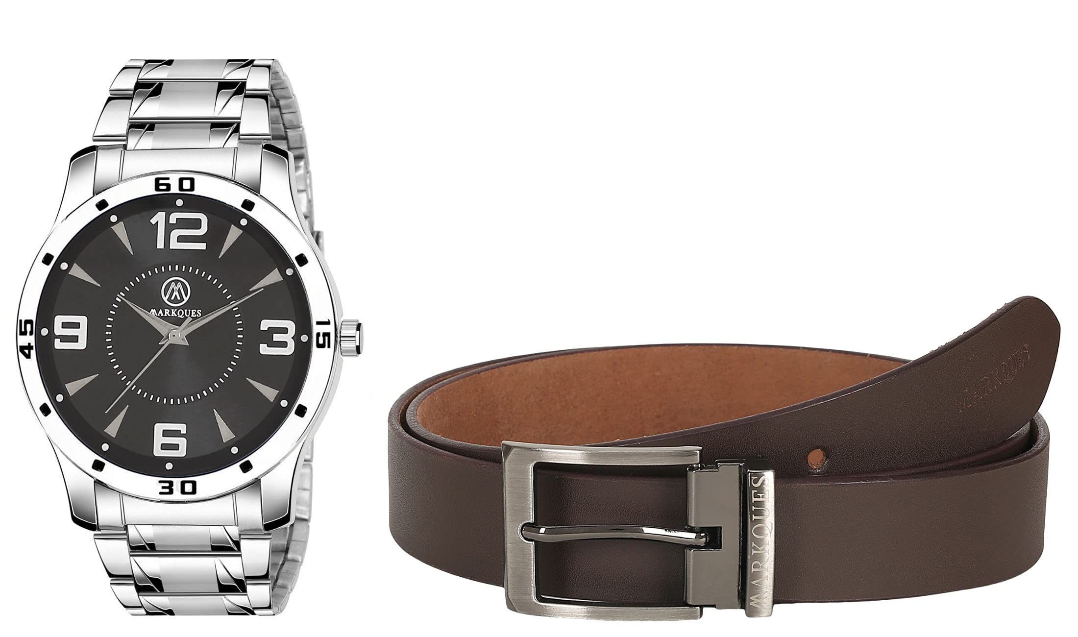 MARKQUES Mens Watch and Genuine Leather Belt Combo Gift Set for Men (BON-770109-EXE-1102) (B09F3PWQ22) Amazon Price History, Amazon Price Tracker