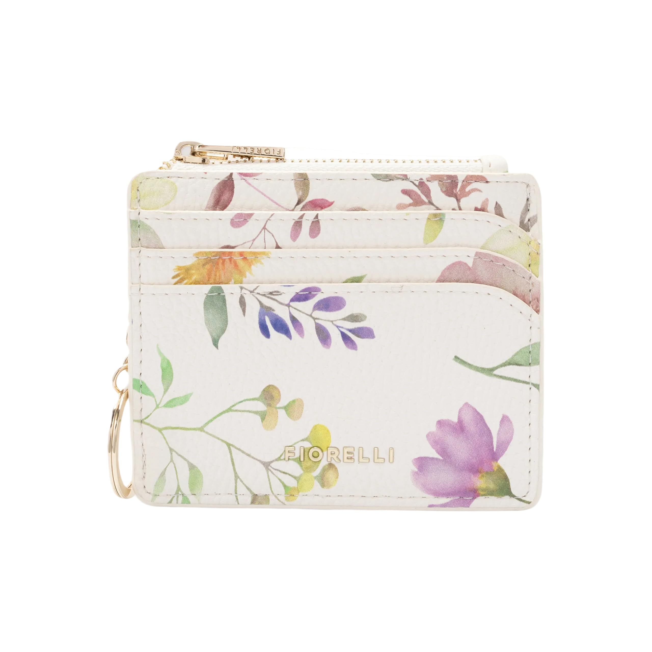 Fiorelli Women's Ciara Card Case, Credit Card Holder, Slim Wallet with Key Chain, Faux Leather, Sprinkled Bloom Floral Print
