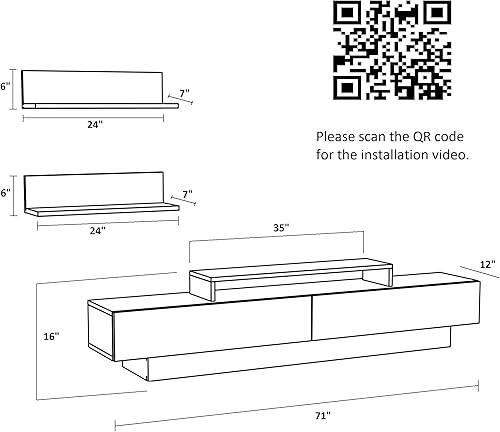 Miniatura 7 de Decorotika - Mueble de TV y centro de entretenimiento moderno de madera de 71 pulgadas de Lusiana para televisores de hasta 75 pulgadas con estantes