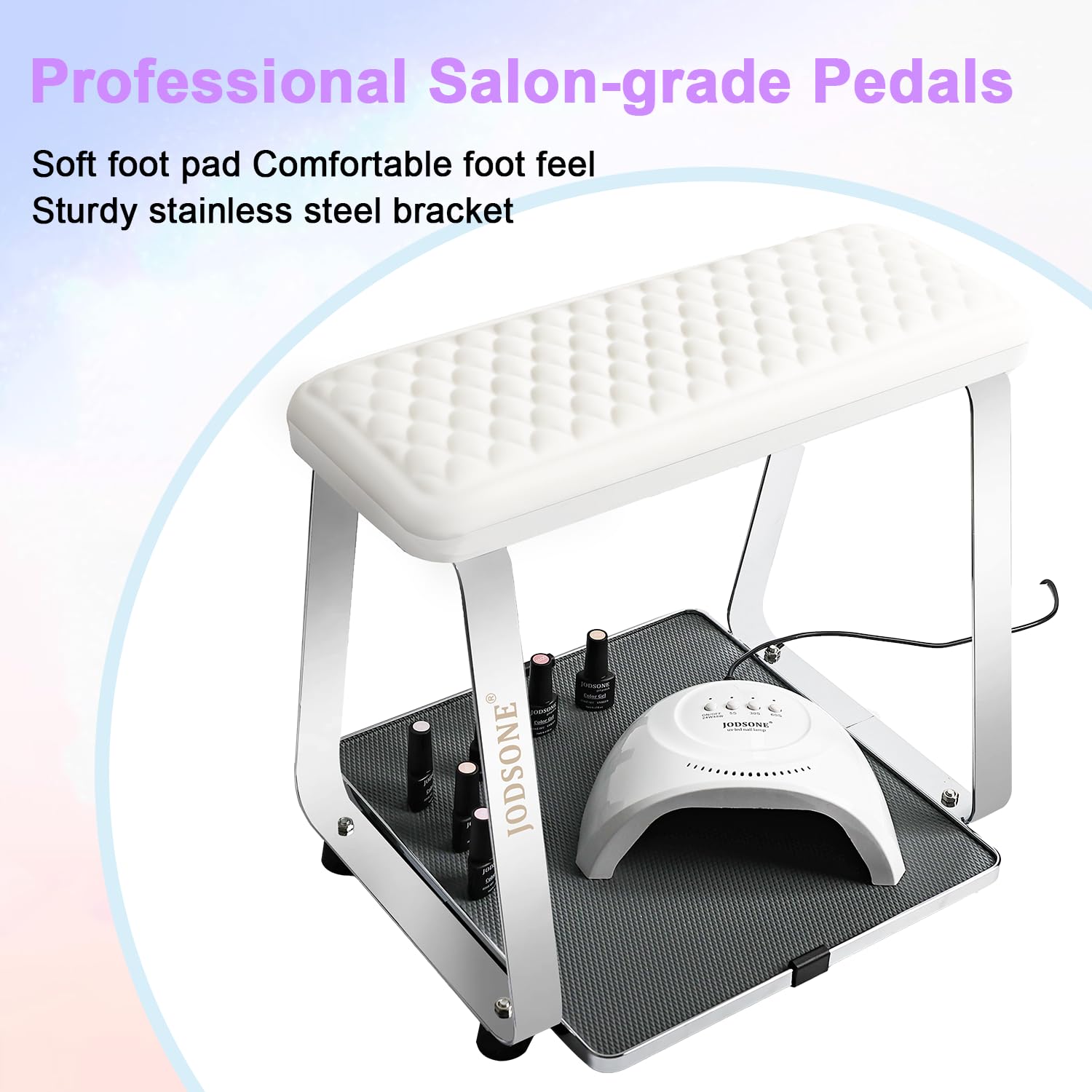 JODSONE Pedicure Foot Rest with a Soft Cushion,Treat Your Feet,Pedicure for Easy at Home,No More Bending or Stretching,Stainless Steel Foot Stand,Sturdy and Long-lasting