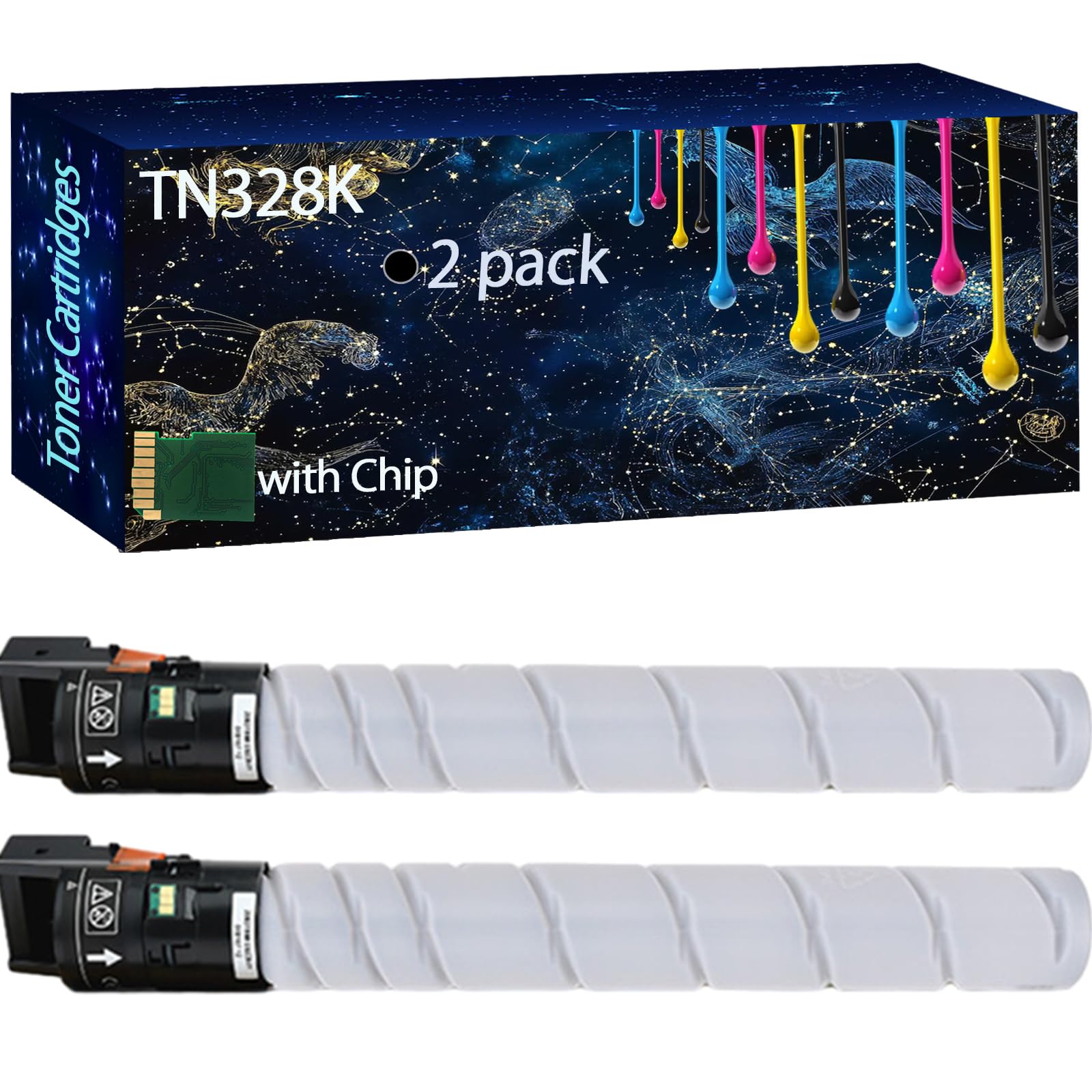 TN328K Replacement Toner Cartridges Compatible for Konica Minolta bizhub C251i C300i C301i C360i C361i C250i Printers, Bright Colors and Clear