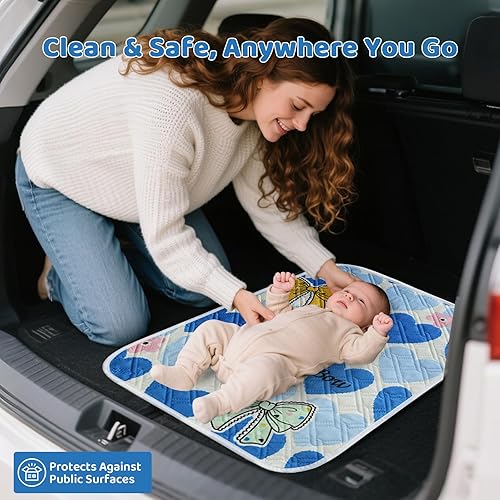 Miniatura 7 de Cambiador de pañales para bebé, tapete de cambio portátil, 3 capas, impermeable, plegable, absorbente, para mujeres, almohadillas reutilizables para