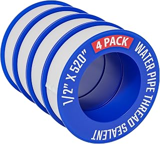 D-NYX Teflon Tape 4 Rolls 1/2" x 520" PTFE Thread Sealant for Plumbing Pipes, Shower Heads, Leak-Proof Plumber Tape