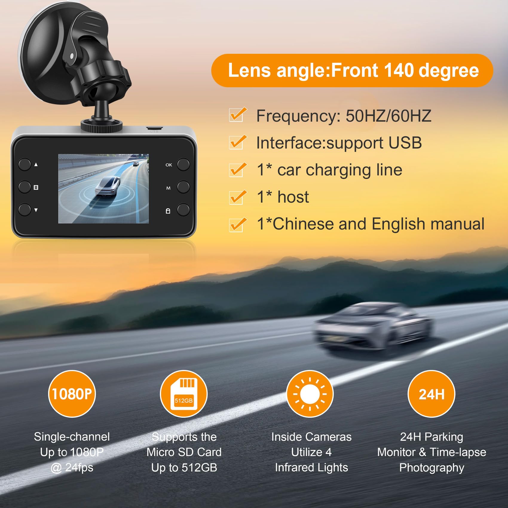 Car Dash Cam 1080P Full HD Driving Recorder Built-in G Sensor 2 Inch Screen Night Vision Wide Angle 24H Parking Mode Camera - 34 Car Dash Cam 1080P Full HD Driving Recorder Built-in G Sensor 2 Inch Screen Night Vision Wide Angle 24H Parking Mode Camera - 34