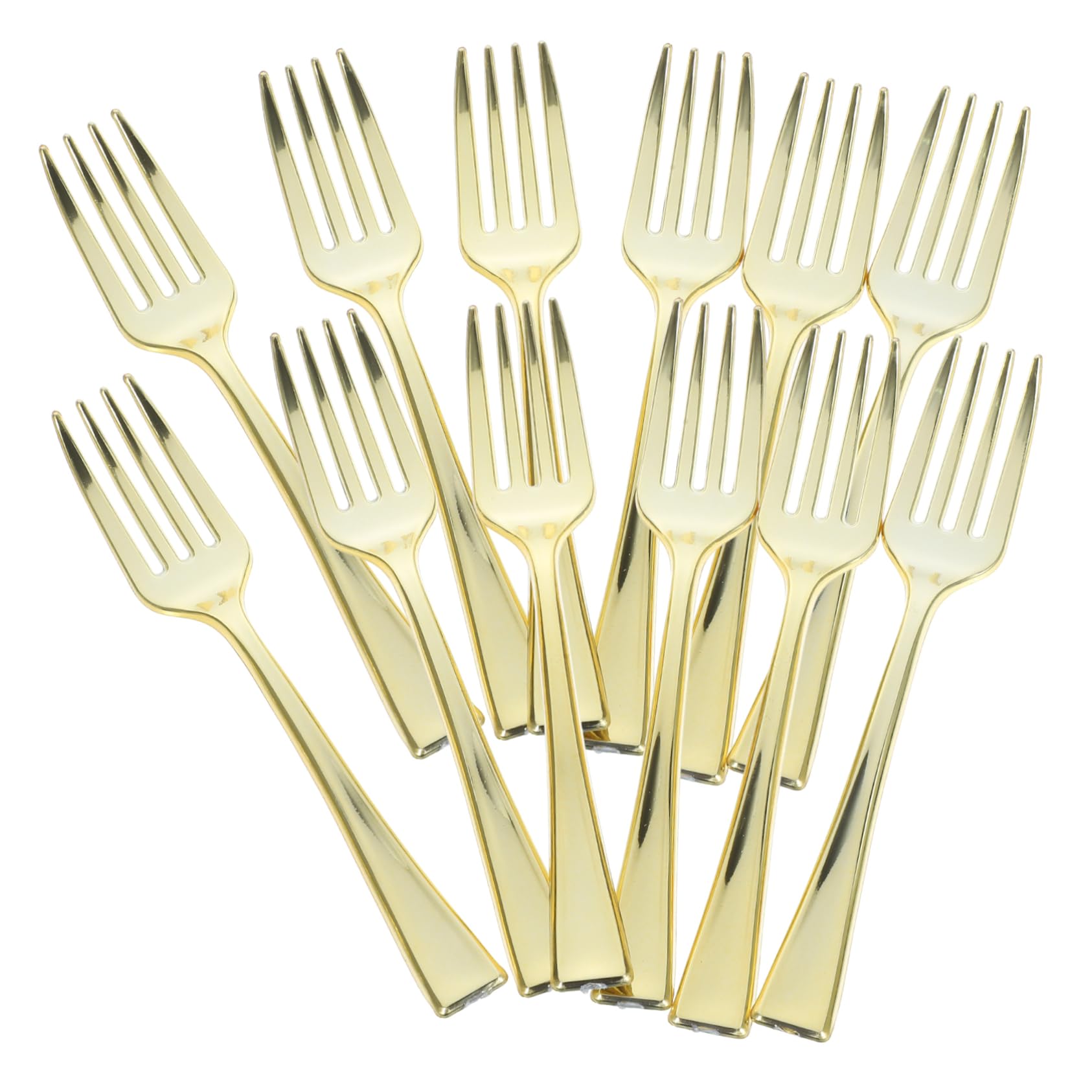 OKUMEYR 24Pcs Golden Disposable Mini Forks for Fruit Desserts and Appetizers for Parties Events and Catering Convenient for Easy Serving