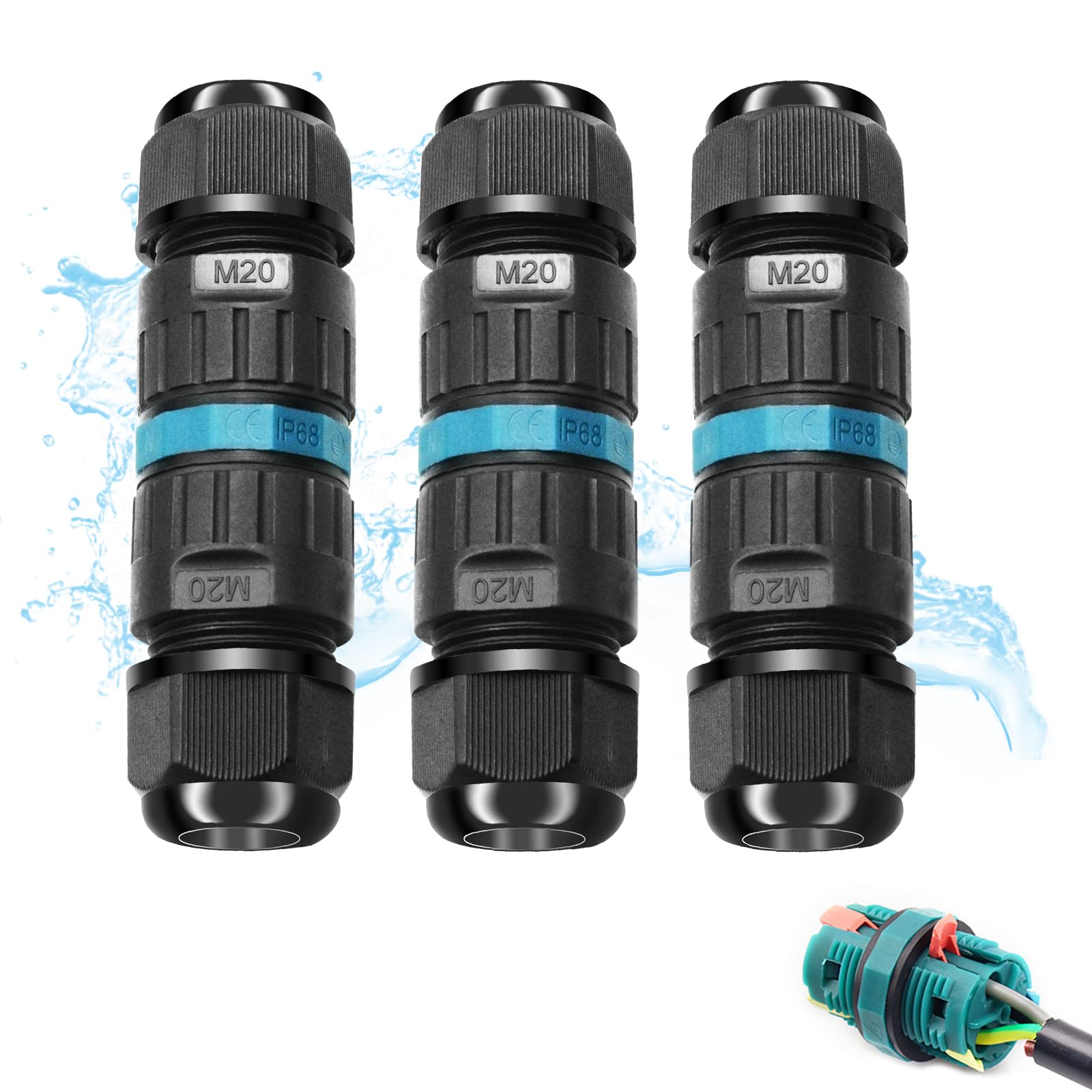 Connettore Cavi Impermeabile IP68 - 3 Poli Per Cavi Da 5-12 Mm Esterno/Giardino - Foto 6