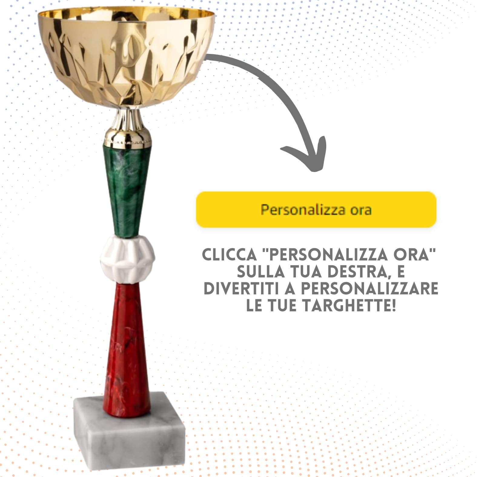 Premiazioni Personalizzate Set da 5 o da 4 di Trofei Sportivi con Targhetta Coppe e Premi Personalizzata per Calcio, Fantacalcio, Sport, Eventi
