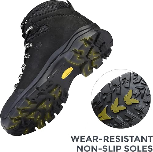 Miniatura 4 de GOLDEN CAMEL Botas de senderismo para hombre, zapatos de trabajo de cuero para hombre, botas de senderismo para exteriores, botas de senderismo para