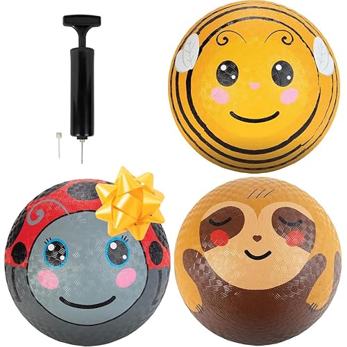 Gaga Playground Balls 3pk (8.5 inches) w Air Pump- Durable Rubber Pack for Dodgeball, Kickball, Gagaball Official Play and School - Fun Outdoor Toys and Accessories Gift for Kids