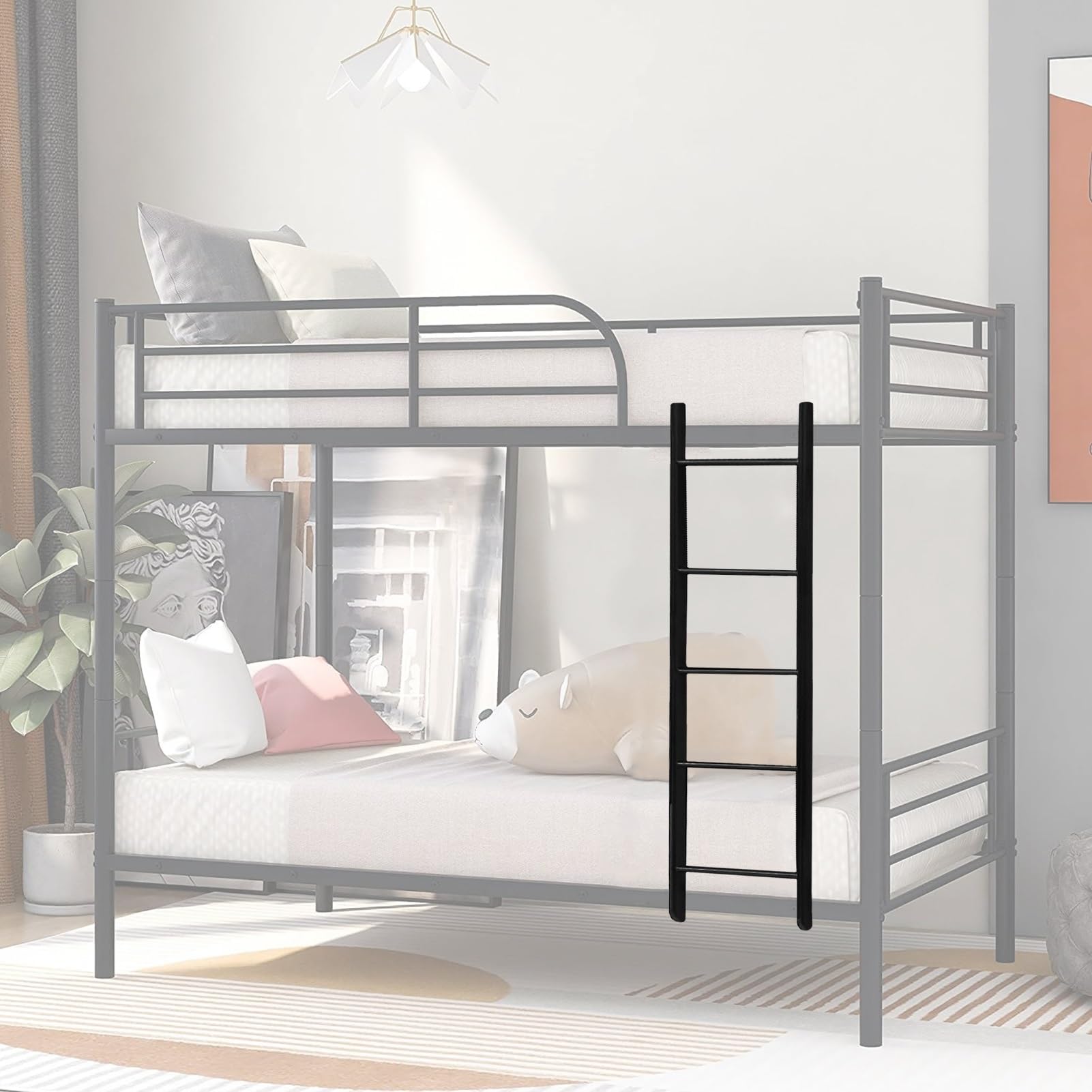Échelle de lit superposé en métal 150 cm pour camping-car et intérieur avec 5 marches