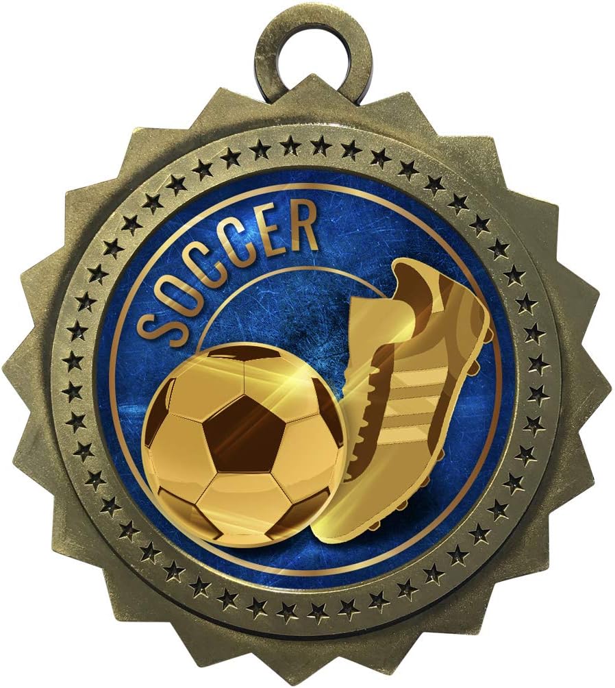 Express Medals Various Styles 3 Inch 1 to 50 Packs Gold Silver Bronze Color Soccer Medals Trophy Award Medal Trophies Gift Tournament Champion Team 1st 2nd 3rd Place D03-EG46