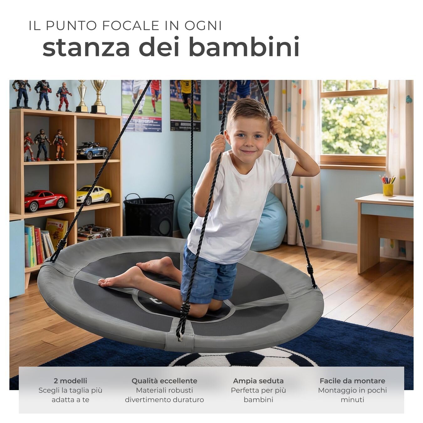 tectake® Altalena a Nido, Altezza Regolabile, Altalena Dondolo da Giardino per Bambini e per Adulti, Giochi da Giardino, Portata 120 kg - Ø 120 cm