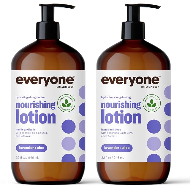 Everyone 2-in-1 Lotion for Hands Body 32 ounce Pack of 2 Lavender and Aloe made with Essential Oils