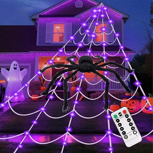 Halloween Spider Web Lights with Black 4FT Spider