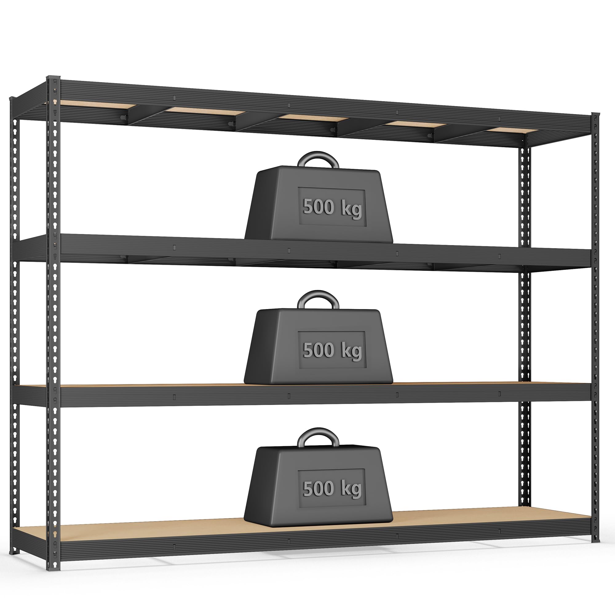 SONGMICS Heavy Duty Shelving Unit, Garage Shelves 4-Tier, 60 x 240 x 183 cm, Storage Rack, Loads 2000 kg, for Basement, Garage, Warehouse, Utility Room, Ink Black GLR727BZ01