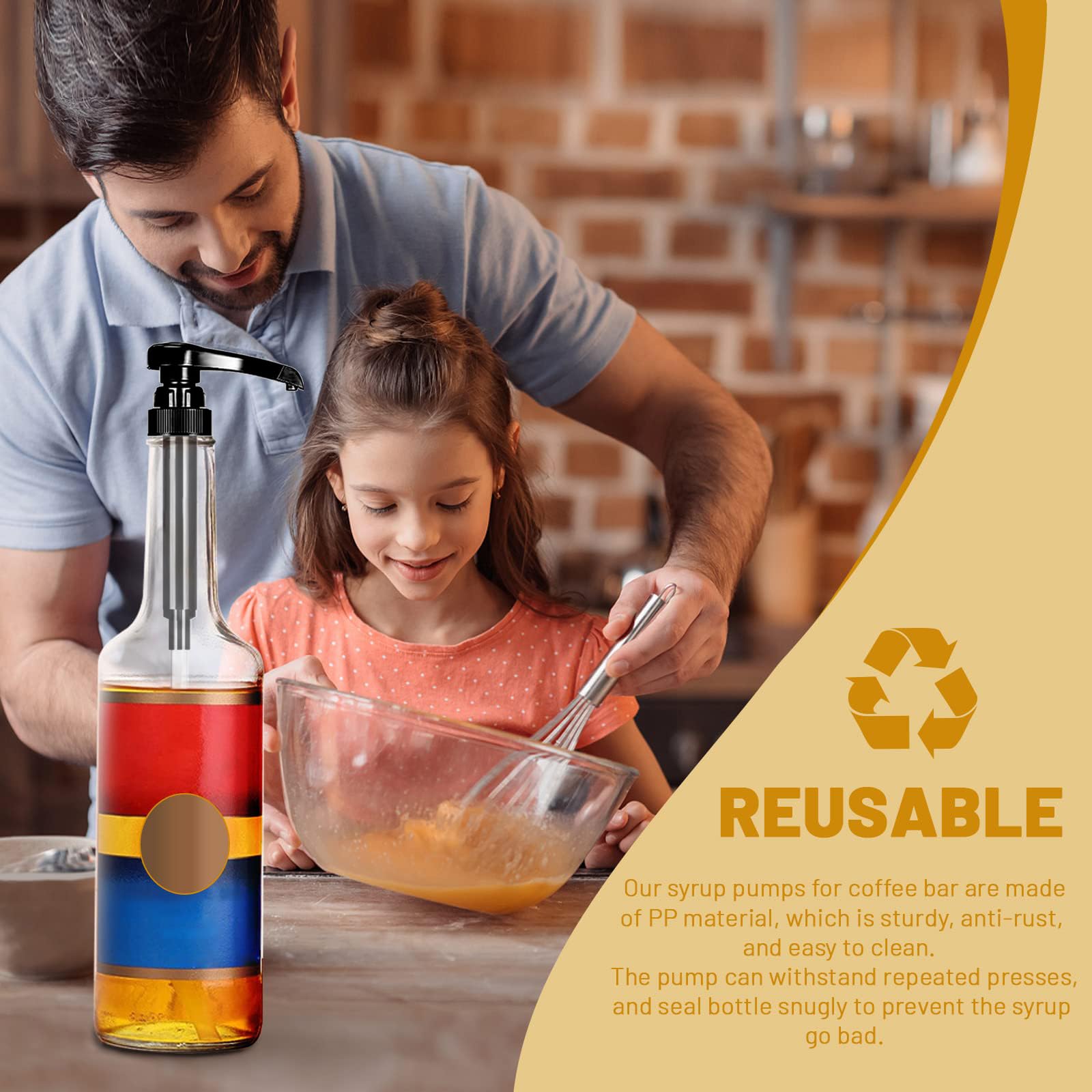 CHUANFU Sirup Spender 6er Set - Dosierpumpen Für 500ml/1000ml Flaschen In Gold