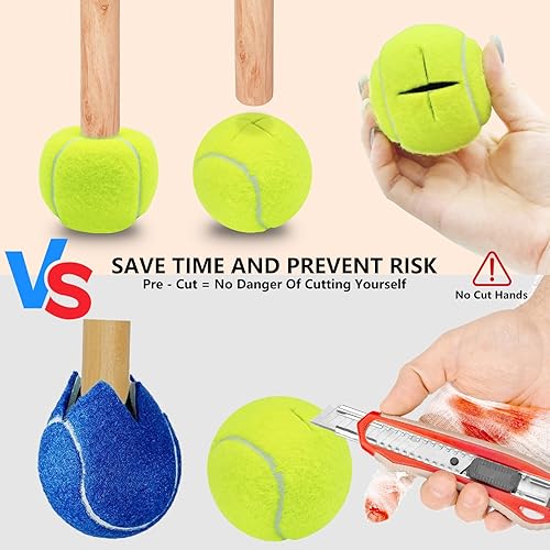 Miniatura 5 de Paquete de 60 pelotas de tenis precortadas a granel para patas de muebles, pelotas de tenis, sillas de pelotas de tenis para pelota de protección