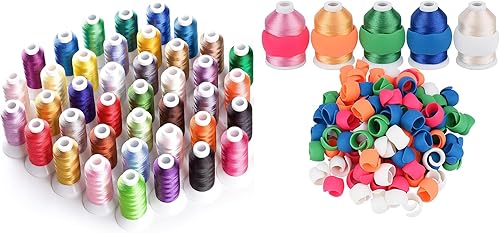 Simthread 40 Brother Colors - Hilo de poliéster para máquina de bordar, 1,640.4 ft (550Y) con 40 piezas de bobinas de hilo para máquinas de coser