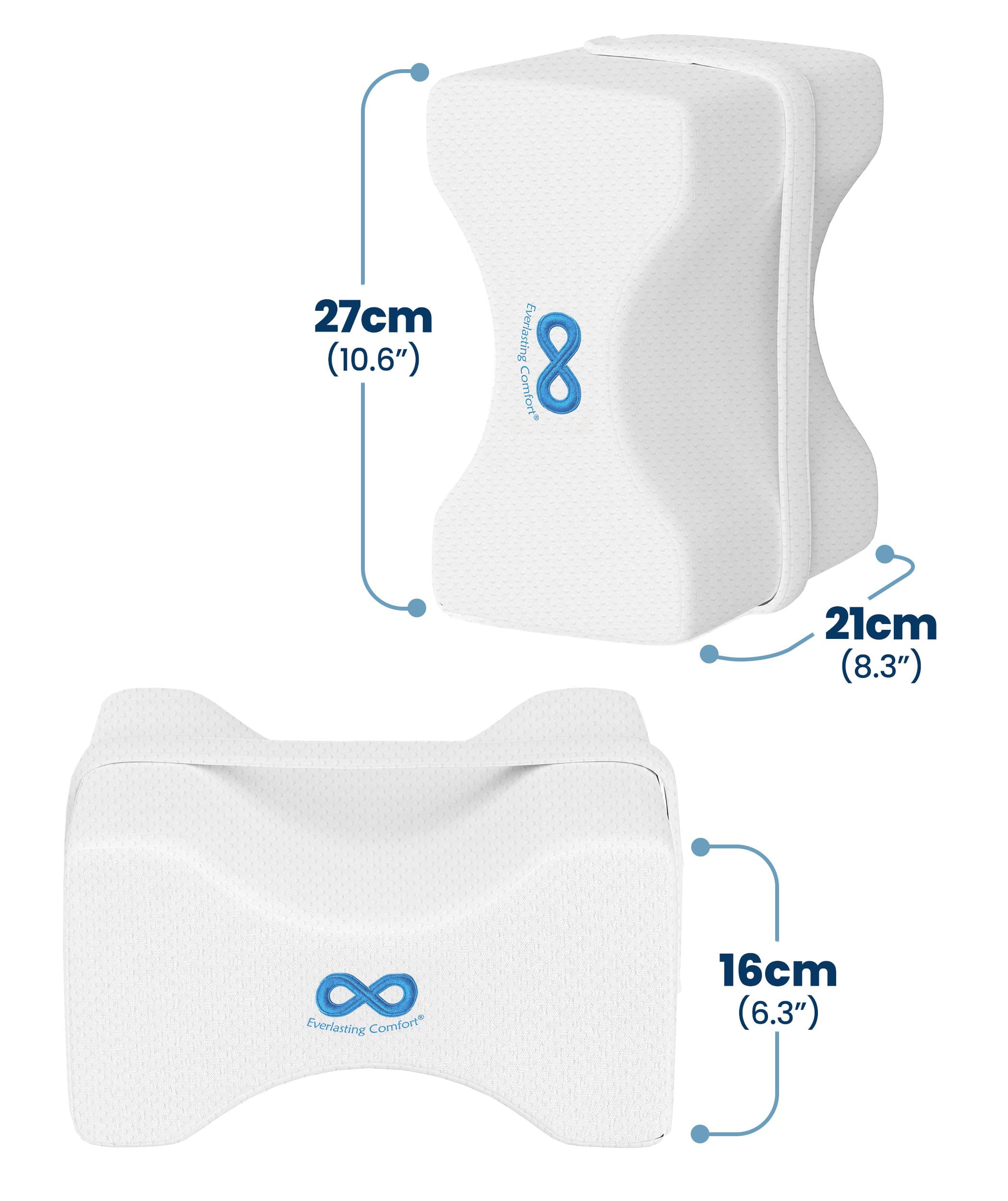 Everlasting Comfort Cuscino ginocchia in memory foam per dormire di lato – Cuscino gambe con cinghia rimovibile, fodera lavabile e forma sagomata