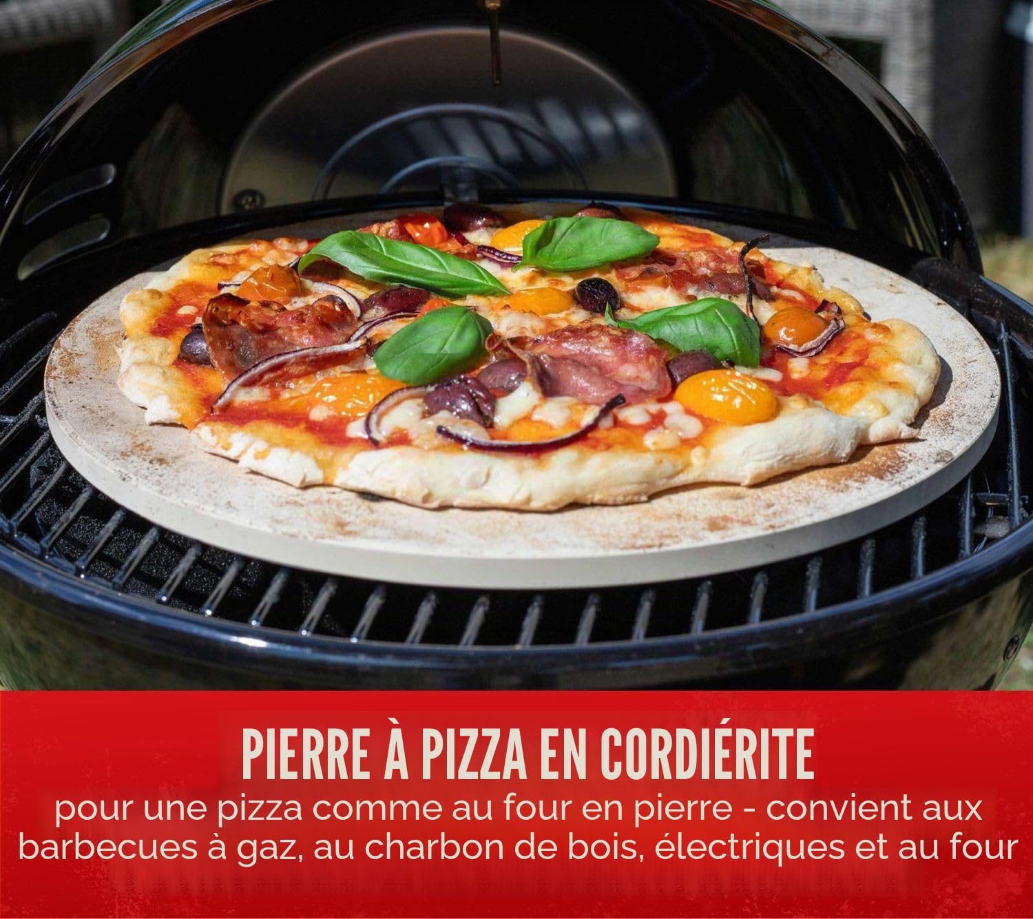 Cordiérite Pierre à pizza 33 cm ronde pour barbecue ou four. Pizza Pâtisserie sur barbecue à gaz barbecue au charbon de bois, boule Grill et Barbecue électrique comme de la pierre Four