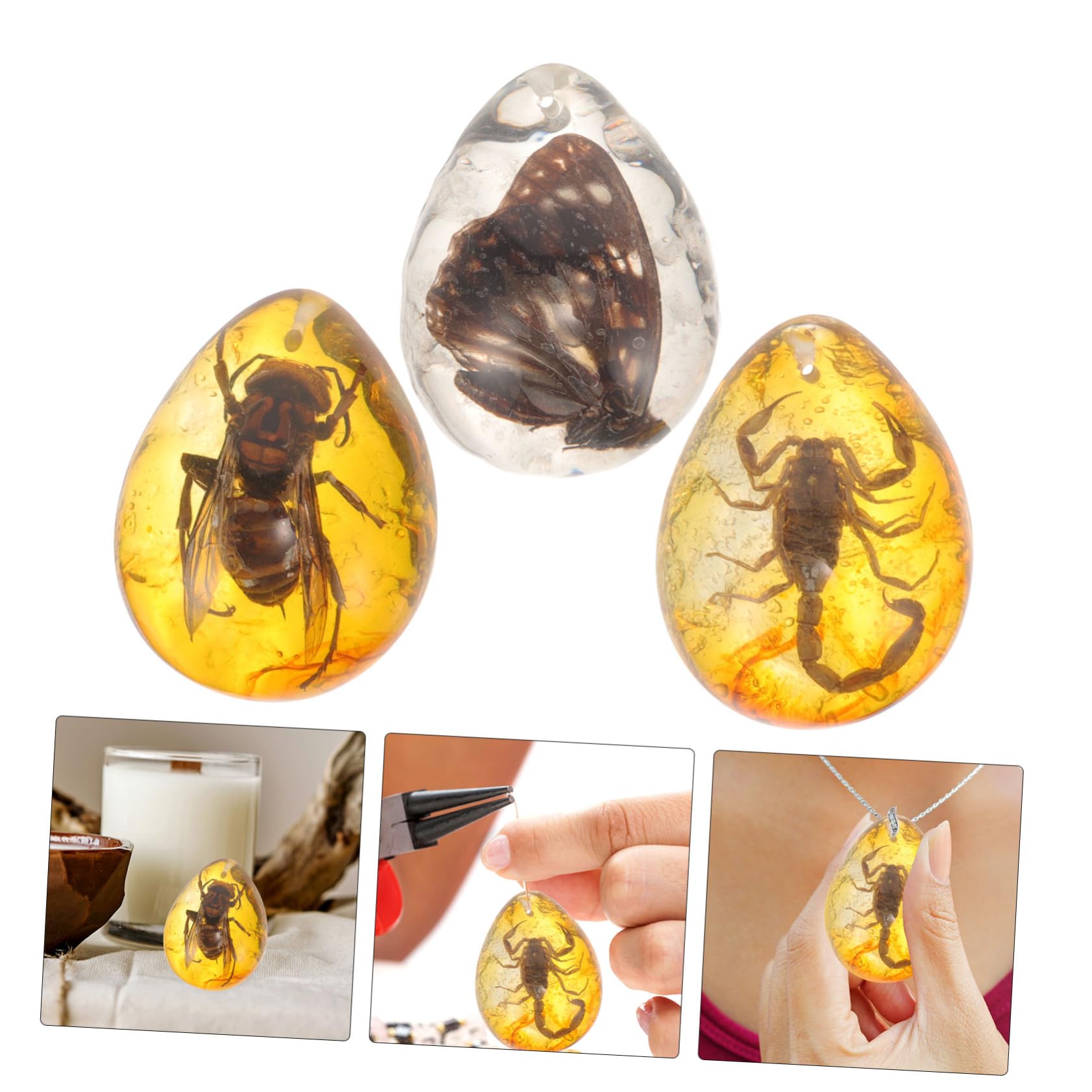 TOYANDONA 15pezzi Insetti Ambra Naturale Decorazione Ambra Con Specimen Di Insetti Farfalla Scorpione Ape Ciondolo Unico Per Appassionati Decorazioni Fai Te