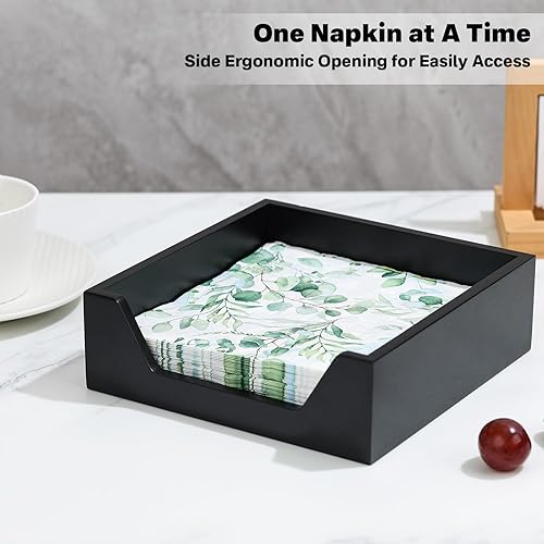 Miniatura 10 de Servilletero para mesa, dispensador de servilletas de madera con apertura lateral grande para servilletas de papel, servilletero cuadrado estilo
