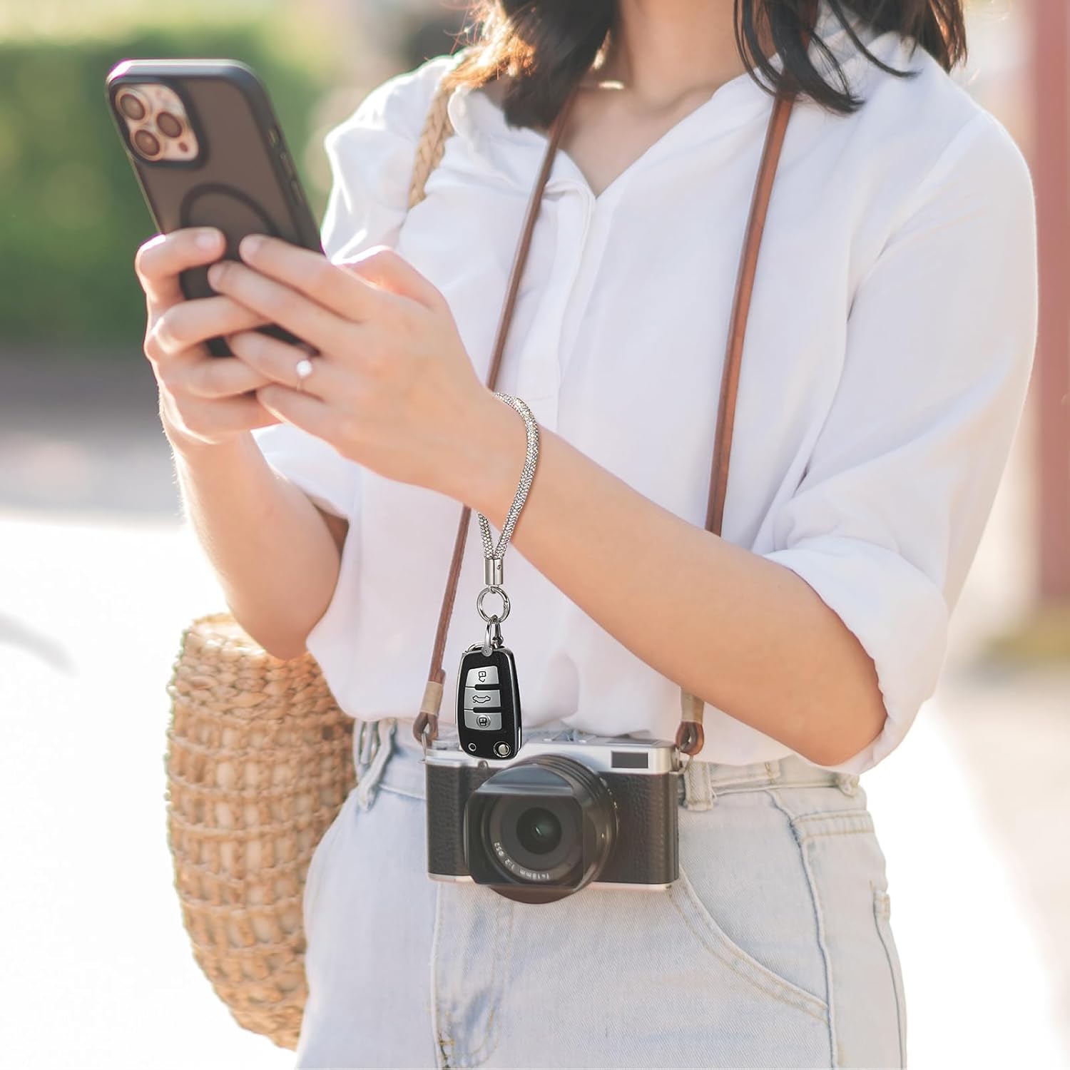 Crystal Keychain Set Bling Rhinestone Key Chain for Women Glitter Keychain Fob Holder, Rhinestone KeyRing for Car Purse - Image 5