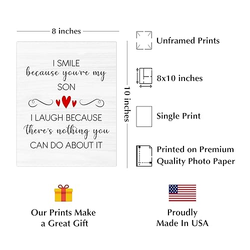 Miniatura 2 de I Smile Because You're My Son - Family Wall Art, This Funny Typographic Aesthetic Wall Art Print Is For Home Decor, Office Decor. Fun & Loving