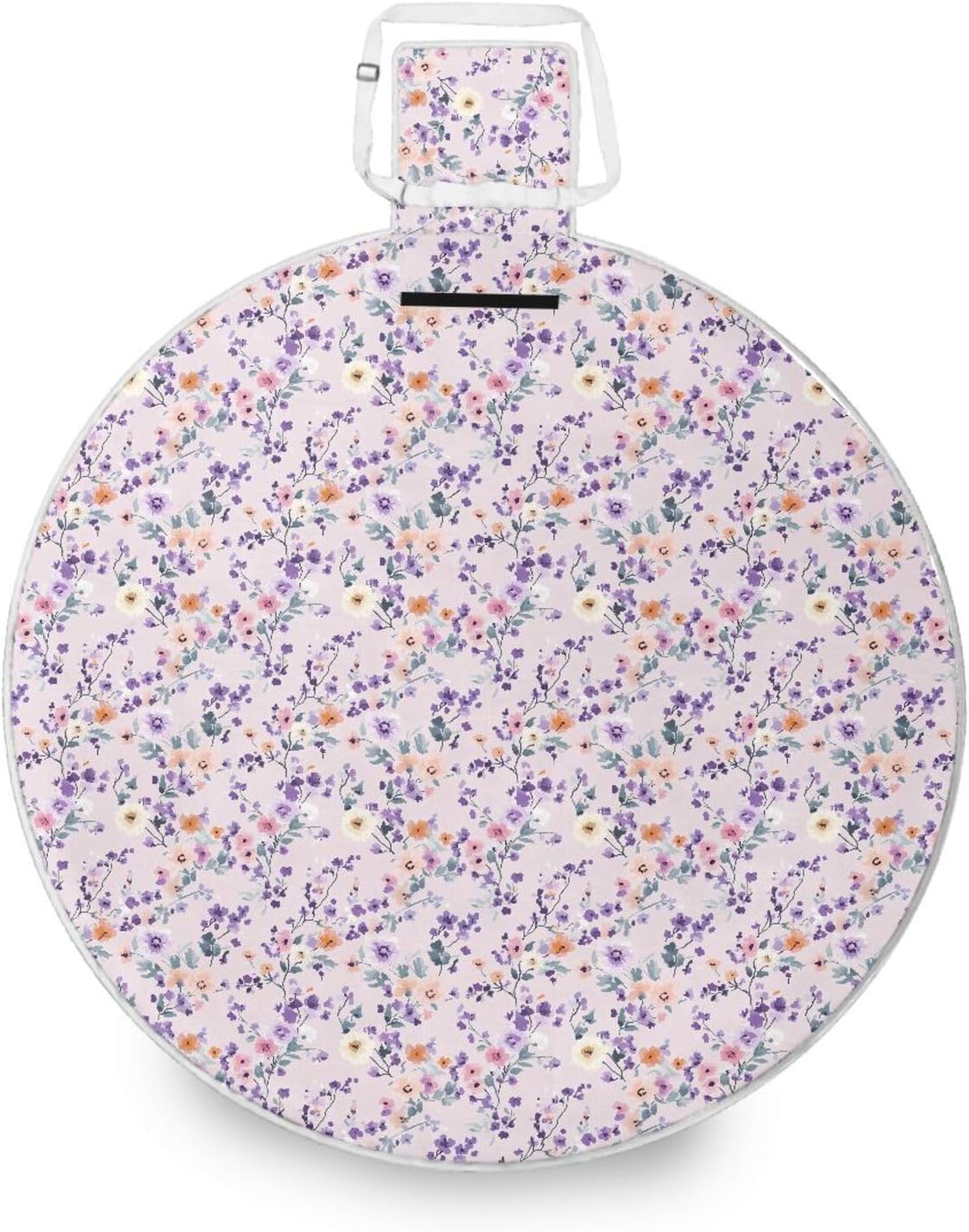 Round Lake Day Essentials - Fits 2 Adults, Summer Accessories Waterproof Portable Play Mat Dual Layer, Sand-Free, Soft Throw Rug 58 in (Purple Beauty Floset)