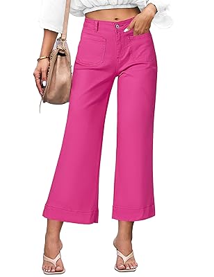 luvamia Wide Leg Jeans for Women Trendy High Waisted Flare Jeans Cropped Denim Pants Stretchy Baggy with Patch Pockets