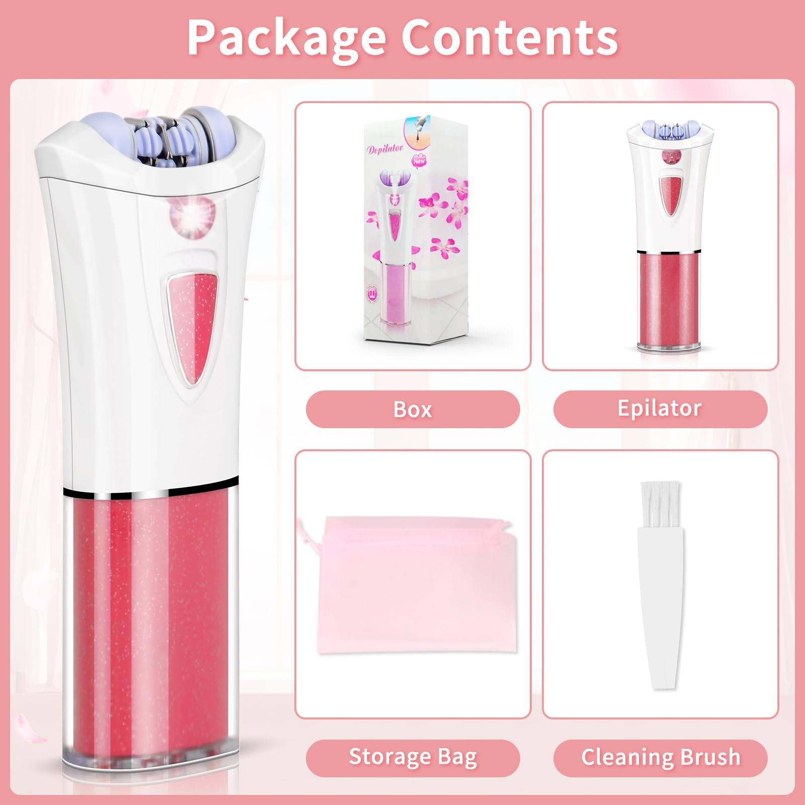 Depiladora facial para mujer, depiladora facial con luz LED, pinzas eléctricas de deslizamiento suave para cara, brazo, piernas, línea de bikini, barbilla, labios, púbico, depiladora inalámbrica