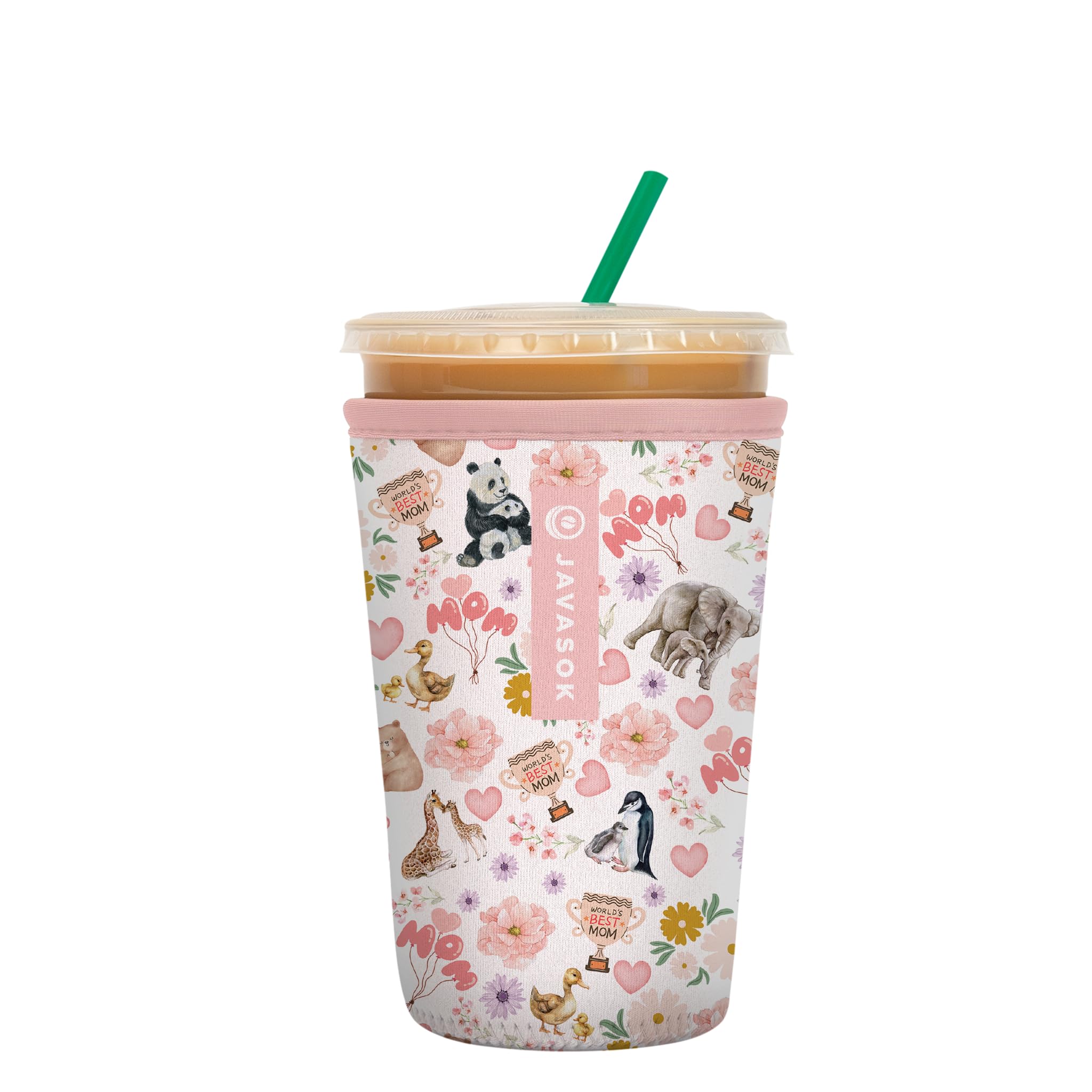 Sok It JavaSok Iced Coffee &amp; Cold Soda Insulated Neoprene Cup Sleeve (Wild About Mom, Medium: 22-28oz)
