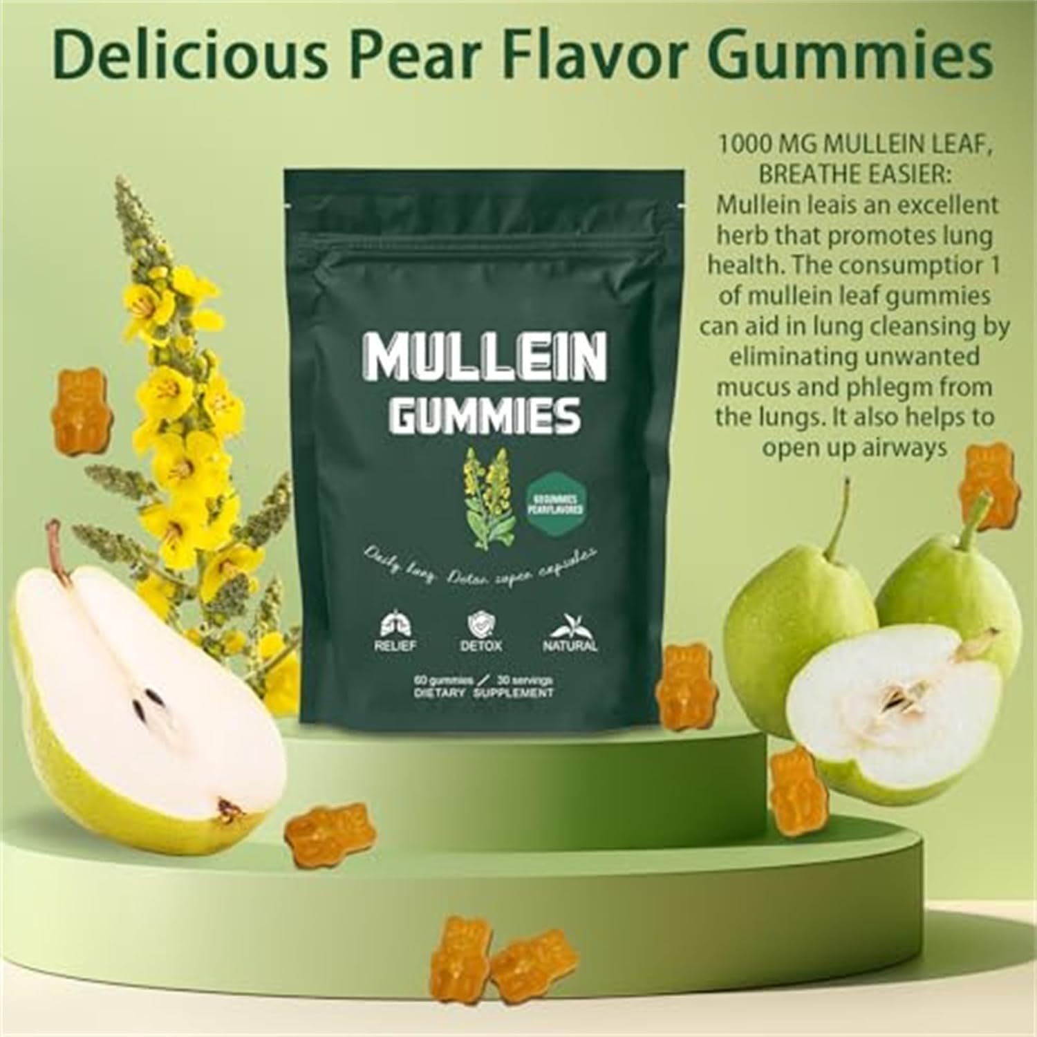 BetterLungs Mullein Gummies, Healthcare Supplement Edible Fitness Dietary Gummy, Lung Health & Sinus Relief, Leaf Extract for Lungs, Fast Acting Lung Cleanse, Daily Lung Health Care (3 Pcs) 5 71FZvCQo1mL. AC SL1500