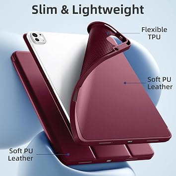 Akkerds Case for iPad Pro 13 Inch M5 2025/M4 2024, WineRed