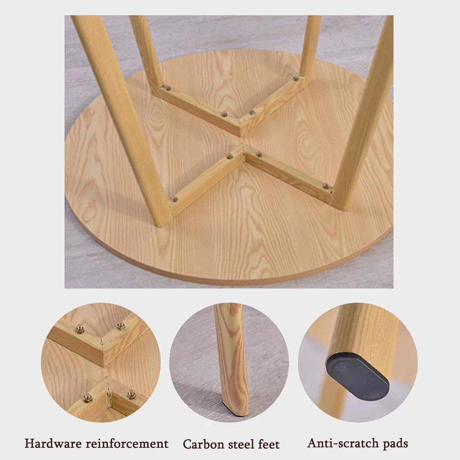 Reception Negotiation Table, Round Dining Table Set, Office Conference Table, Negotiation Table and Chair Set, Coffee Kitchen Dining Table Set for 4, 80cm(Yellow)