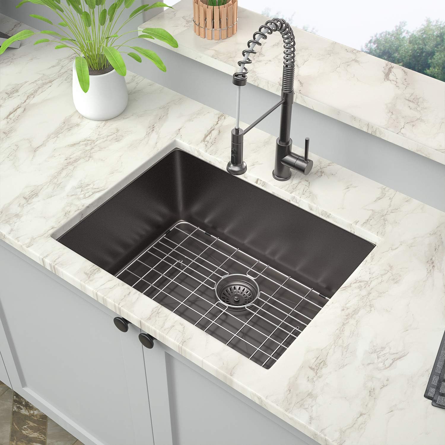 Up To 50% OFF 23 Inch Undermount Kitchen Sink - Mocoloo 23x18 Gunmetal Black 16 Gauge Stainless Steel 10 inch Deep Single Bowl Kitchen Sink Bar & Prep sinks with Offset drain Tight Radius Round Corner Authentic Crazy Deals 23 Inch Undermount Kitchen Sink - Mocoloo 23x18 Gunmetal Black 16 Gauge Stainless Steel 10 inch Deep Single Bowl Kitchen Sink Bar & Prep sinks with Offset drain Tight Radius Round Corner