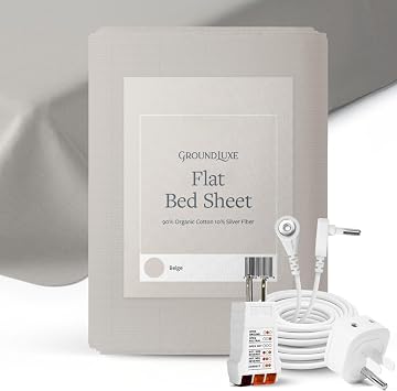 Luxury Flat Grounding Sheet in Beige for Twin Size Bed Organic Conductive Earthing Sheet