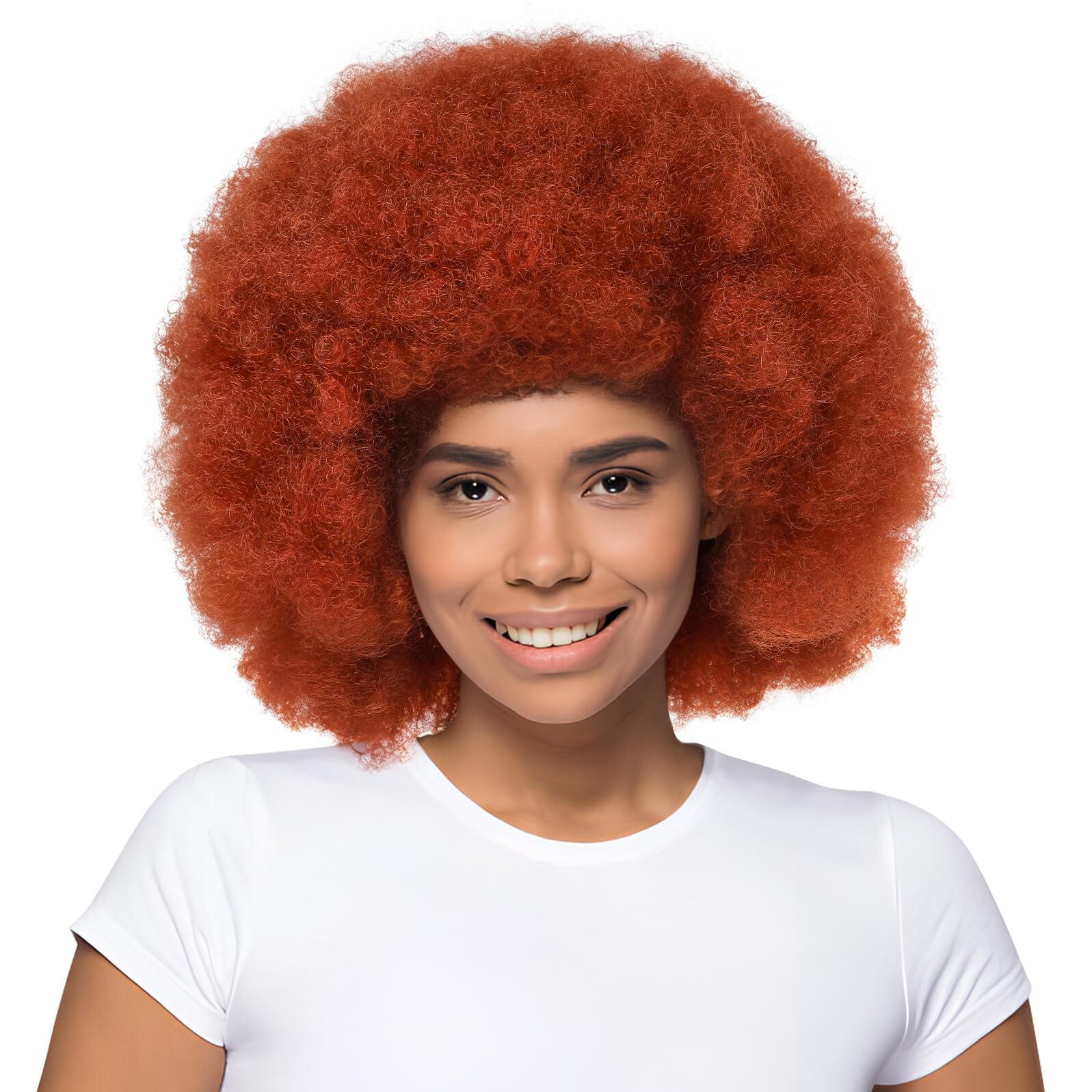 Postiche afro bouclée courte thermo-résistante couleur rouge brun - 8
