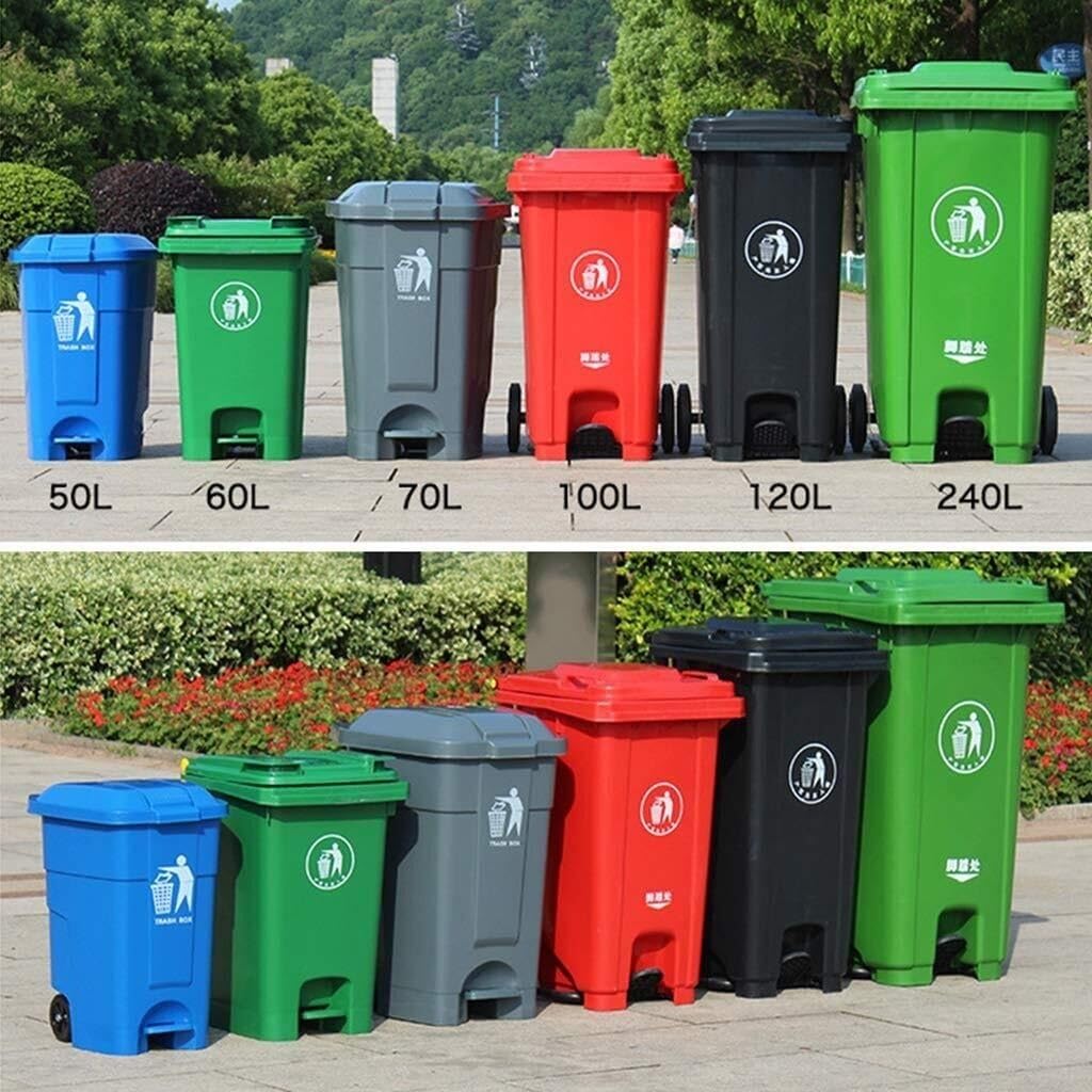 Zewnętrzny kosz na śmieci o dużej pojemności Gruby plastikowy kosz na śmieci z pokrywką pojemnik na odpady Trwała kuchnia na zewnątrz (zielony, 120L)